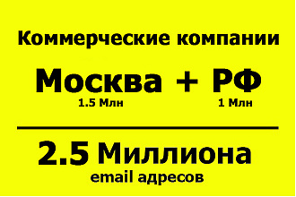 База email - Компании Москвы и России- 2.5 млн контактов