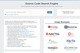 Поиск сигнатур в html коде сайтов, отчеты с сервиса publicwww.com