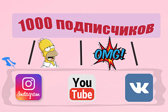 Продвижение аккаунтов в социальных сетях. 1000 подписчиков