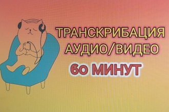 Транскрибация аудио или видео 60 минут