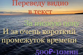 Перепишу в текст видео