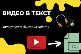 Перевод Видео в Текст до 25 минут
