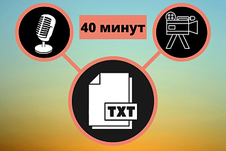 Перевод аудио, видео в текст с соблюдением грамматики. Транскрибация