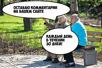 Прокомментирую статьи на вашем сайте каждый день в течении 30 суток