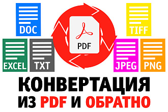 Конвертация из PDF в DOC, TXT, XLS, JPEG, PNG, TIFF. Корректура PDF