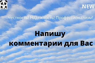 Напишу комментарии для Вас в соцсетях и ЯндексДзен,YouTude