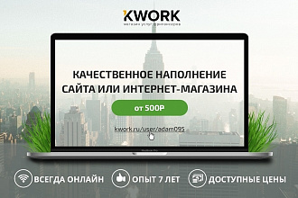 Качественное наполнение сайта или интернет-магазина