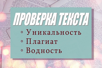 Уникализация текста, проверка на воду и плагиат, рерайтинг. С отчетом