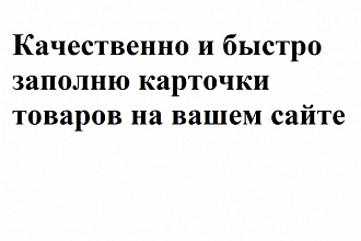 Качественно и быстро заполню карточки товаров на вашем сайте