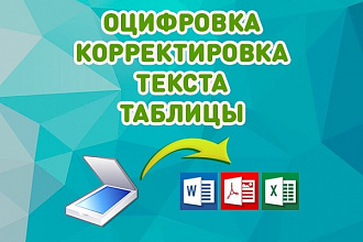 Оцифровка, корректировка текста, таблицы