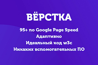 Качественно сверстаю макет от 95 по Google Page Speed, адаптивно, w3c