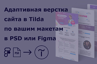 Адаптивная верстка сайта в Tilda по вашим макетам в PSD или Figma