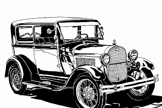 Иллюстрации ретро автомобилей в деталях