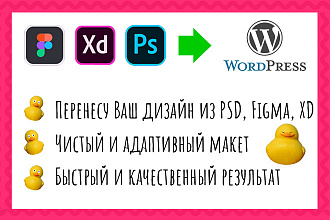 Перенесу Ваш PSD, Figma, XD дизайн на Wordpress