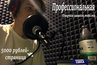 Профессиональная озвучка вашего текста, возможна запись вокала