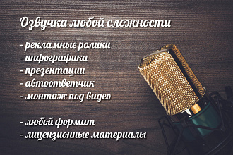 Диктор, озвучка роликов любой сложности. Реклама и многое другое