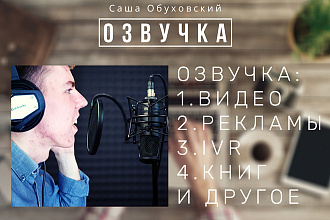 Озвучу текст для рекламы, видео, IVR на 3 языках