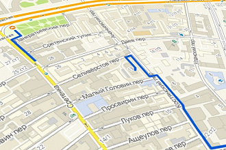 Анимация по карте - маршрут пути по карте - схема проезда