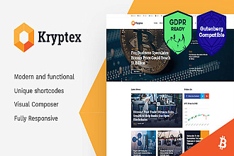 Kryptex V1.2. 4 -Криптовалюты и Майнинг wordpress ТЕМА