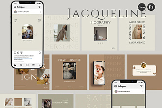 Jacqueline - Instagram template, CANVA, готовый шаблон для инстаграм