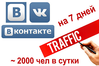 14000 посещений из Vkontakte на Ваш сайт на 7 суток