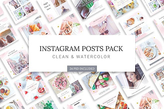 Акварельные шаблоны для постов и сториз Instagram