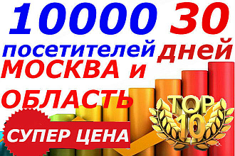 10000 качественных посетителей из Москвы и МО области на 30 дней