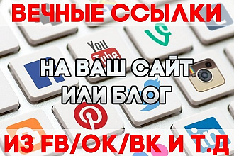 +250 вечных ссылок на Ваш сайт из ВК, Одноклассники, Twitter, Facebook