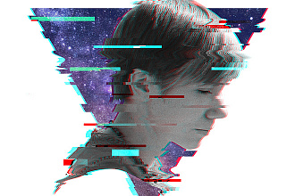 Портрет в стиле Глитч, VHS, Glitch effect