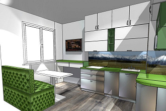 Дизайн проект кухни или комнаты в программе Pro100