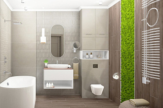 3D - дизайн ванных комнат. Раскладка и расчёт количества плитки
