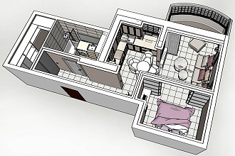 3D-модель интерьера квартиры в SketchUp