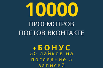 10000 просмотров постов в Вконтакте +бонус