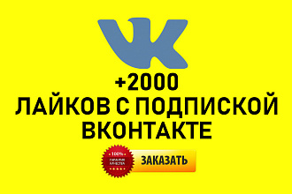 + 2000 лайков С подпиской вконтакте