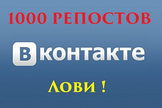 1000 репостов в соц. сети ВКонтакте