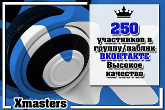 250 участников в группу или паблик Вконтакте. Высокое качество