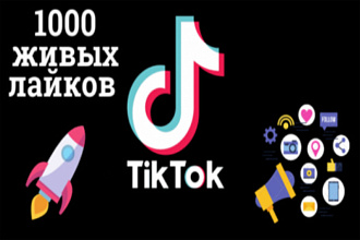 1000 реальных , живых лайков TikTok