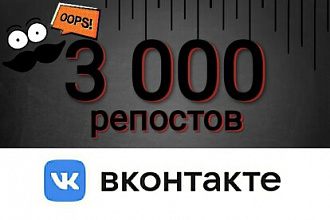 3000 репостов+3000 лайков ВКонтакте. Быстро. Гарантия