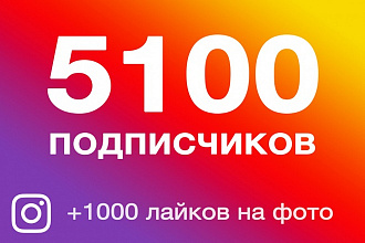 5100 подписчиков + 1000 лайков Инстаграм