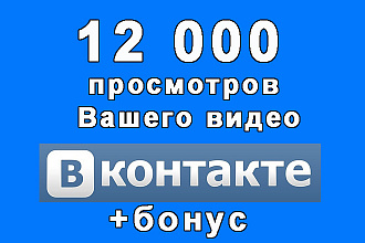 12 000 просмотров Вашего видео в Вконтакте+бонус в подарок