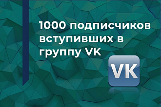 1000 подписчиков вступивших в группу VK