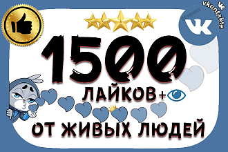+1500 лайков +актив 1500 просмотров записи ВКонтакте. Высокое качество