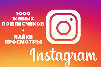 1000 живых подписчиков Instagram + лайки и просмотры