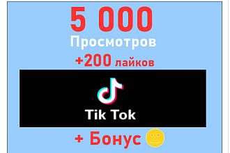 TikTok просмотры 5 000 + лайки 200 на Ваше видео TikTok+супер бонус