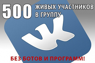 500 живых подписчиков в вашу группу, паблик ВКонтакте