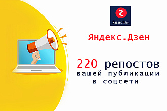 Репост вашей публикации на Яндекс. Дзен в соцсети