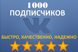 1000 подписок на профиль в ВКонтакте. + Бонус