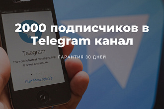 2000 подписчиков в Telegram канал. Гарантия 30 дней