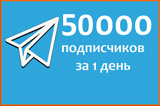 50 000 подписчиков в группу или канал телеграм с гарантией