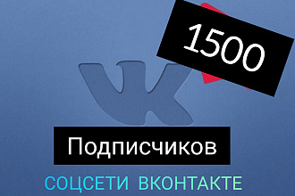 1500 реальных подписчиков в соцсети ВКонтакте